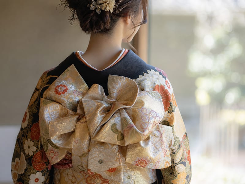 成人式前撮りの振袖の帯結び
